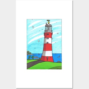 Plymouth Hoe Lighthouse Posters and Art